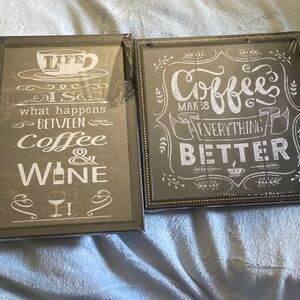 Special Moments Gray and White Coffee and Wine Wall Art Set